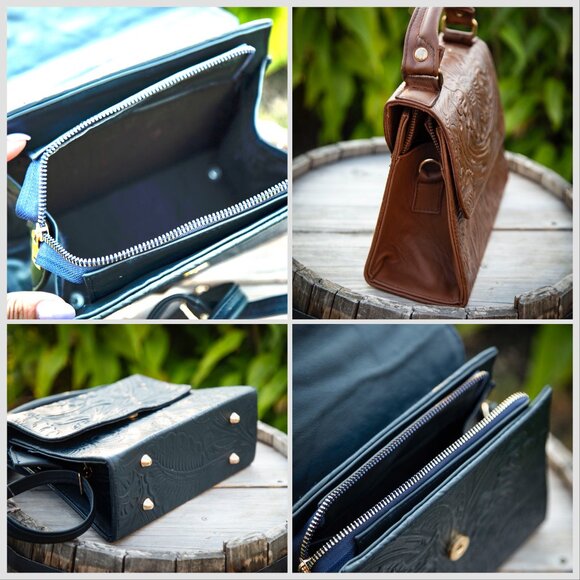 Handmade Ethnic Genuine Leather crossbody purse - Picture 13 of 13